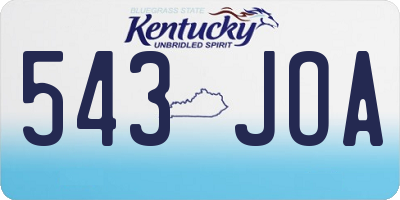 KY license plate 543JOA
