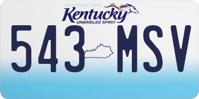 KY license plate 543MSV