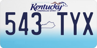 KY license plate 543TYX