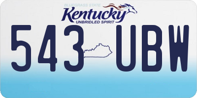 KY license plate 543UBW