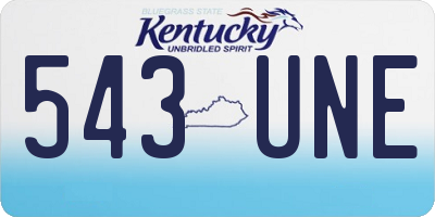 KY license plate 543UNE