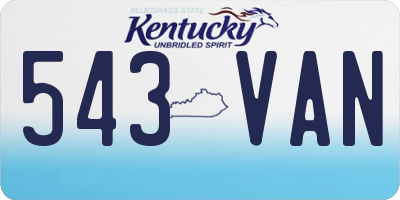 KY license plate 543VAN