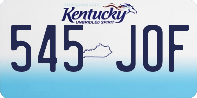 KY license plate 545JOF