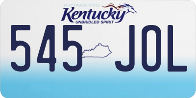 KY license plate 545JOL