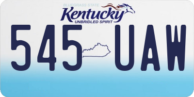 KY license plate 545UAW