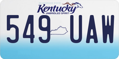 KY license plate 549UAW