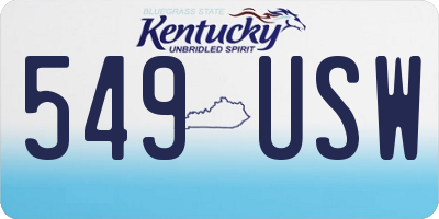 KY license plate 549USW