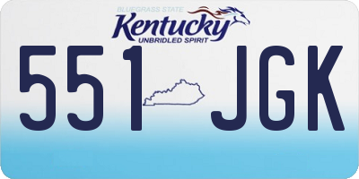 KY license plate 551JGK