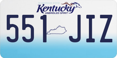 KY license plate 551JIZ