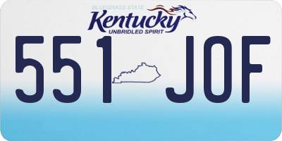 KY license plate 551JOF