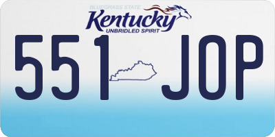 KY license plate 551JOP
