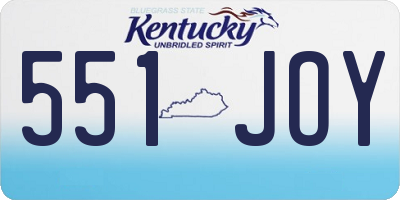 KY license plate 551JOY