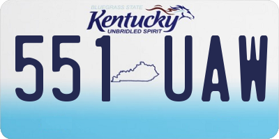 KY license plate 551UAW