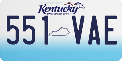 KY license plate 551VAE