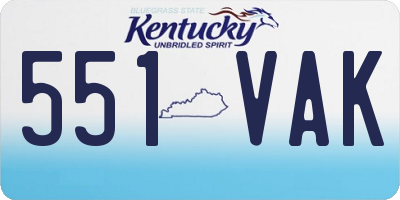 KY license plate 551VAK