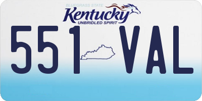 KY license plate 551VAL