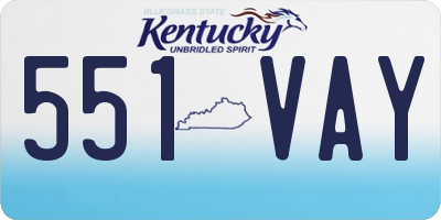 KY license plate 551VAY