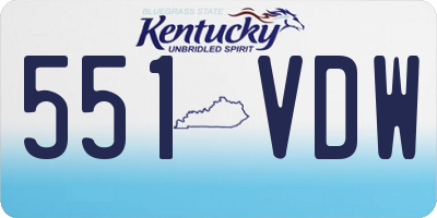 KY license plate 551VDW