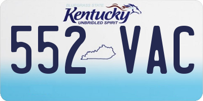 KY license plate 552VAC