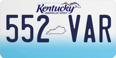 KY license plate 552VAR