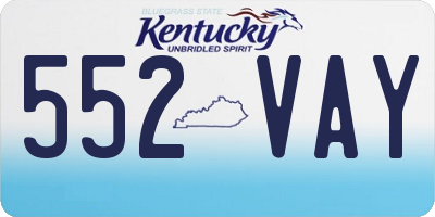 KY license plate 552VAY