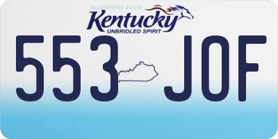 KY license plate 553JOF