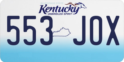 KY license plate 553JOX