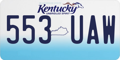 KY license plate 553UAW