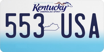 KY license plate 553USA