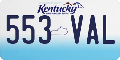 KY license plate 553VAL