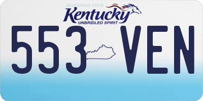 KY license plate 553VEN