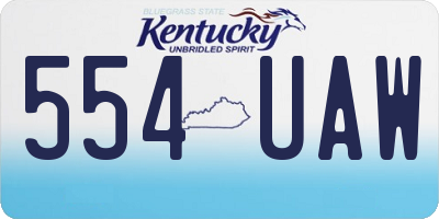 KY license plate 554UAW