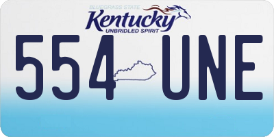 KY license plate 554UNE