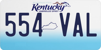 KY license plate 554VAL
