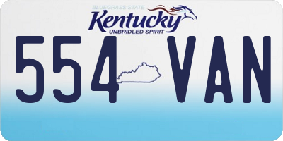 KY license plate 554VAN