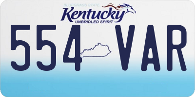 KY license plate 554VAR