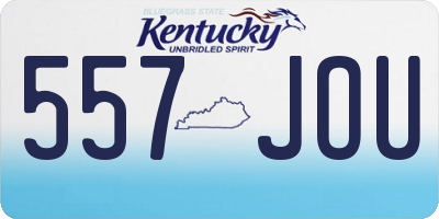 KY license plate 557JOU