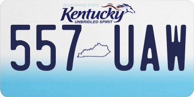 KY license plate 557UAW