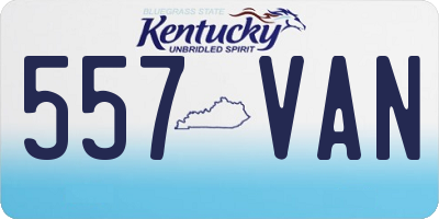 KY license plate 557VAN
