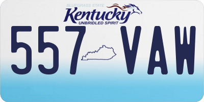 KY license plate 557VAW