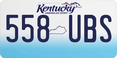 KY license plate 558UBS