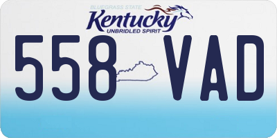 KY license plate 558VAD