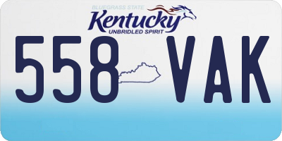 KY license plate 558VAK