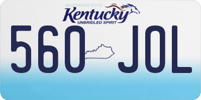KY license plate 560JOL