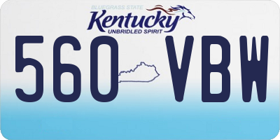 KY license plate 560VBW