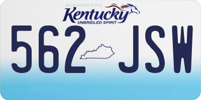 KY license plate 562JSW