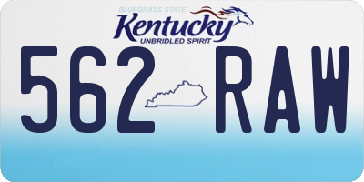 KY license plate 562RAW