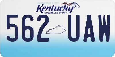 KY license plate 562UAW