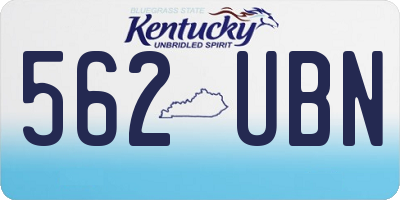 KY license plate 562UBN