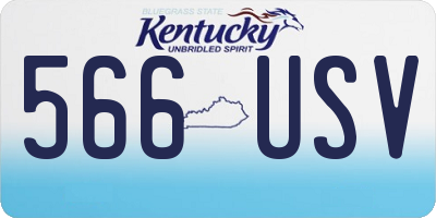 KY license plate 566USV